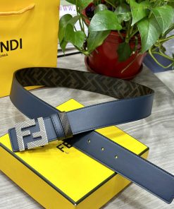 FENDI style with width of 4.0CM, double ring front and back waist belt, FF nail buckle, blue i29jo7rl