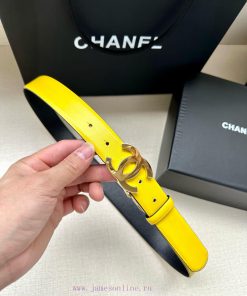 Width 3.0cm CHANEL Rotating Double C Calfskin and Silver Gun Gold Metal Belt Multi Color Wom as7x8h5w