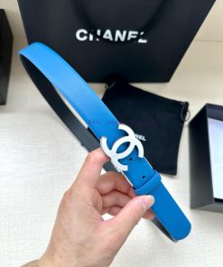 Width 3.0cm CHANEL Rotating Double C Calfskin and Silver Gun Gold Metal Belt Multi Color Wom nxcnrzjk