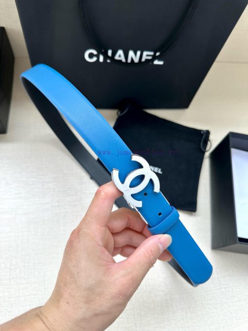 Width 3.0cm CHANEL Rotating Double C Calfskin and Silver Gun Gold Metal Belt Multi Color Wom nxcnrzjk