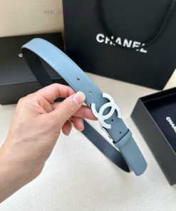 Width 3.0cm CHANEL Rotating Double C Calfskin and Silver Gun Gold Metal Belt Multi Color Wom ewhwqerf