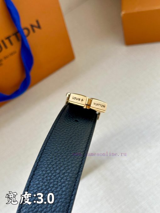 This 3.4-wide LV Initiales double-sided belt is made of brand new lychee leather, with a ric 7e3eda1p - Image 4