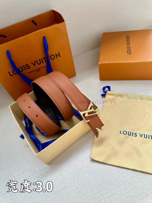 This 3.4-wide LV Initiales double-sided belt is made of brand new lychee leather, with a ric 3j6sjkas - Image 7