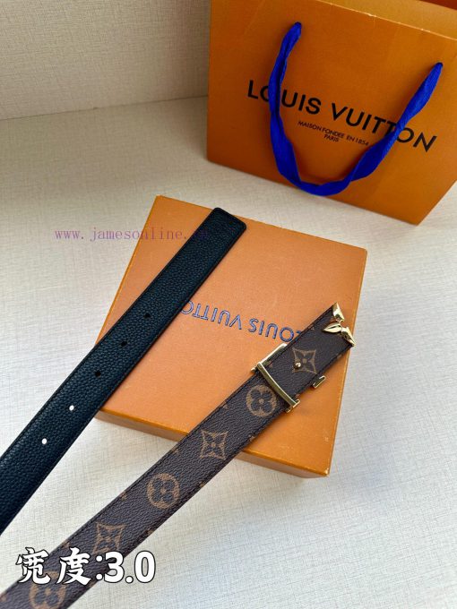 This 3.4-wide LV Initiales double-sided belt is made of brand new lychee leather, with a ric 7e3eda1p - Image 7