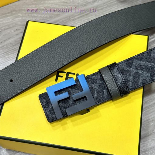 FENDI style, width 4.0CM, double ring front and back waist belt with FF nail buckle, dark bl 6zqg64uo - Image 3