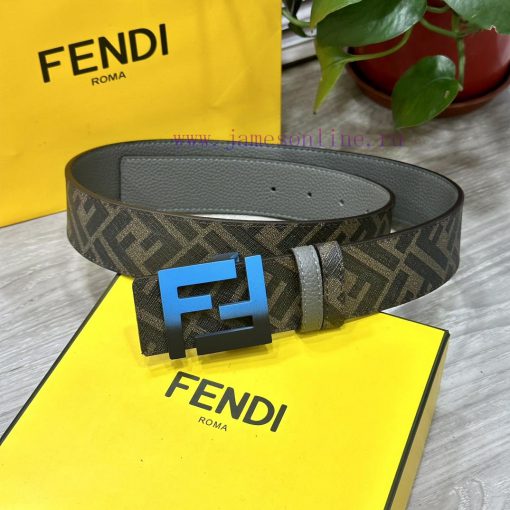 FENDI style, width 4.0CM, double ring front and back waist belt with FF nail buckle, dark bl 3k9xv84l - Image 2