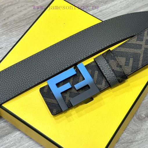 FENDI style, width 4.0CM, double ring front and back waist belt with FF nail buckle, dark bl 3k9xv84l - Image 3