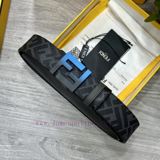 FENDI style, width 4.0CM, double ring front and back waist belt with FF nail buckle, dark bl 6zqg64uo - Image 5