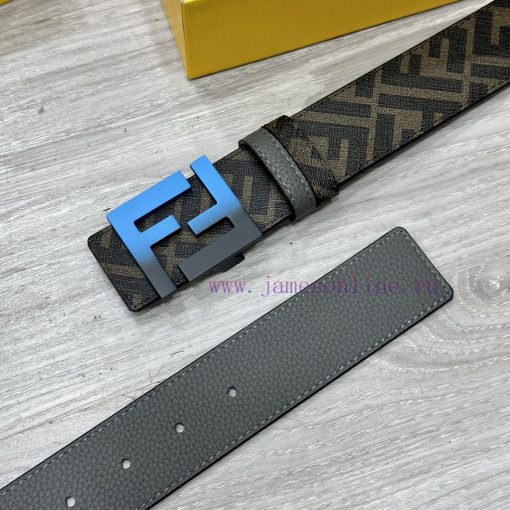 FENDI style, width 4.0CM, double ring front and back waist belt with FF nail buckle, dark bl 3k9xv84l - Image 4