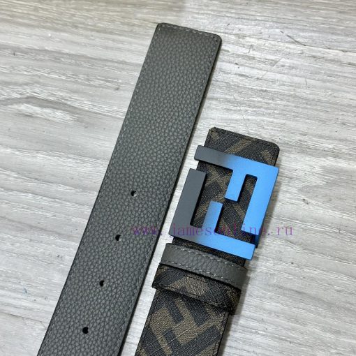 FENDI style, width 4.0CM, double ring front and back waist belt with FF nail buckle, dark bl 3k9xv84l - Image 8