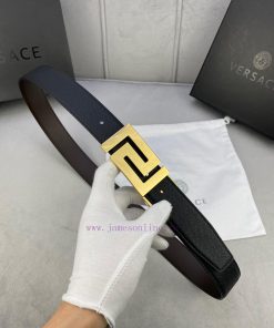 Width 3.5cm Versace This soft palm patterned leather belt features a geometric Greek loop bu rnuwfhjw