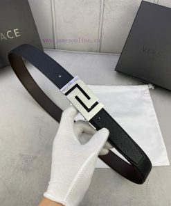 Width 3.5cm Versace This soft palm patterned leather belt features a geometric Greek loop bu vw3o5ee5