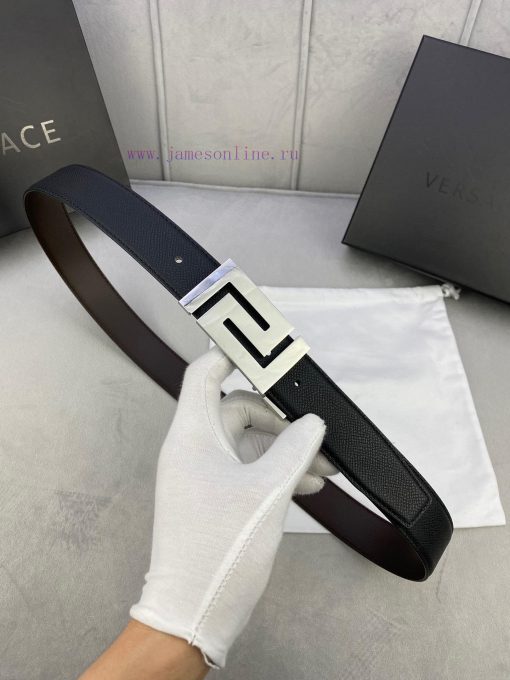 Width 3.5cm Versace This soft palm patterned leather belt features a geometric Greek loop bu vw3o5ee5