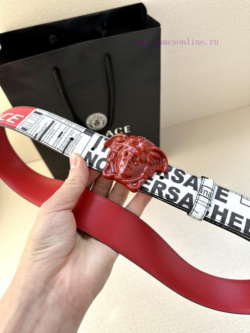 Width 4.0cm Versace This Palazzo belt is made of cowhide fabric and adorned with Le Pop Clas 6tmba5sb - Image 3