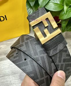 FENDI style with width of 4.0CM, double ring front and back waist belt, FF nail buckle, blac i5b23hyo