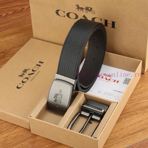 Double buckle - Coach, 3.8CM width, top layer cowhide belt with new buckle belt length of 10 k68w77t9 - Image 2