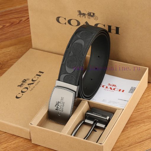 Double buckle - Coach, 3.8CM width, top layer cowhide belt with new buckle belt length of 10 k68w77t9 - Image 3