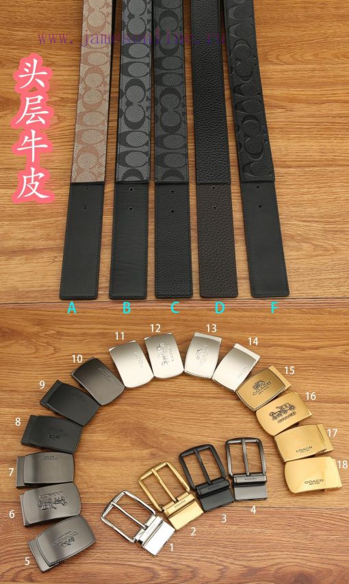 Double buckle - Coach, 3.8CM width, top layer cowhide belt with new buckle belt length of 10 2p56byug - Image 7