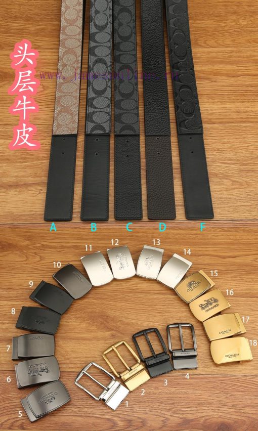 Double buckle - Coach, 3.8CM width, top layer cowhide belt with new buckle belt length of 10 k68w77t9 - Image 7