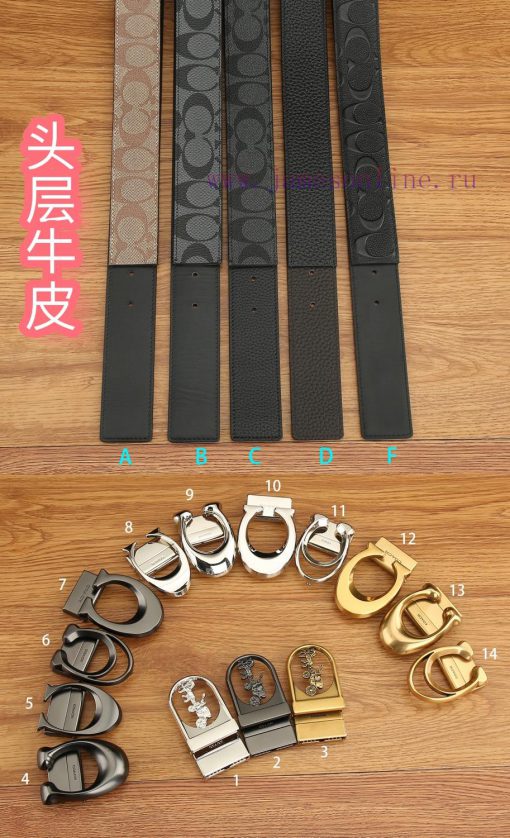 Double buckle - Coach, 3.8CM width, top layer cowhide belt with new buckle belt length of 10 0e54w4f9 - Image 8