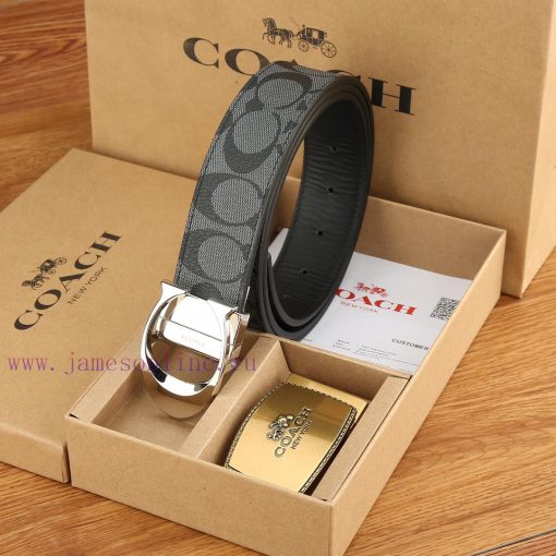 Double buckle - Coach, 3.8CM width, top layer cowhide belt with new buckle belt length of 10 1p4w8vas