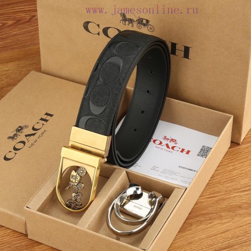 Double buckle - Coach, 3.8CM width, top layer cowhide belt with new buckle belt length of 10 bpuhtk19