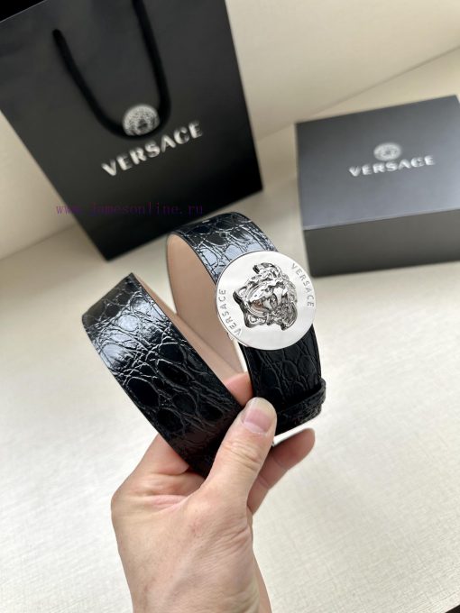 Width 4.0cm Versace This fashionable belt is made of soft calf leather and features a three- h1jotx6f - Image 5