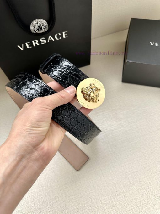 Width 4.0cm Versace This fashionable belt is made of soft calf leather and features a three- h1jotx6f - Image 8
