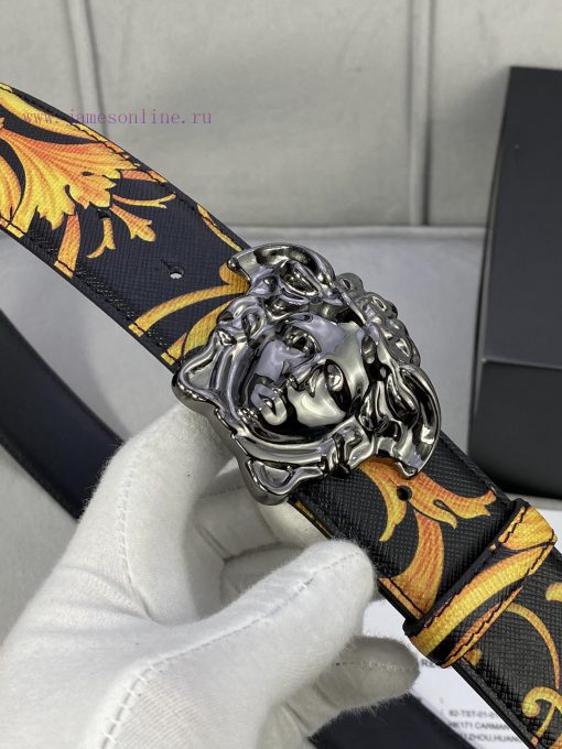 Width 4.0cm Versace This Palazzo belt is made of cowhide fabric and adorned with Le Pop Clas 3u43pexy - Image 3