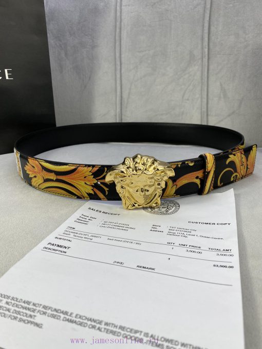 Width 4.0cm Versace This Palazzo belt is made of cowhide fabric and adorned with Le Pop Clas 3u43pexy - Image 5