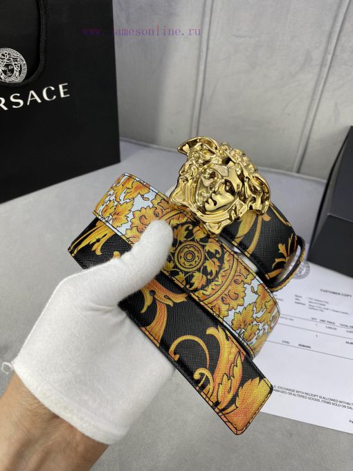 Width 4.0cm Versace This Palazzo belt is made of cowhide fabric and adorned with Le Pop Clas 3u43pexy - Image 6