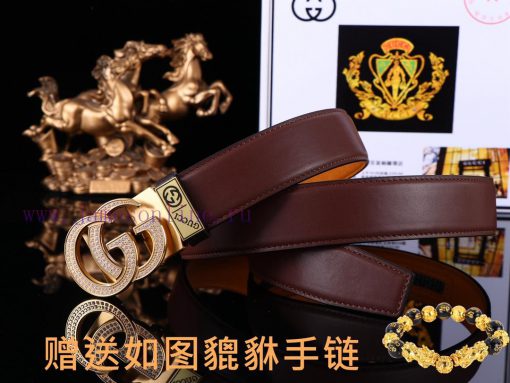 Belt Gucci Gucci automatic buckleBelt with 24k diamond studded 100% head layer cowhide, ensu 57eo4jv6 - Image 3