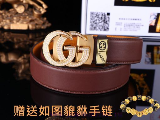 Belt Gucci Gucci automatic buckleBelt with 24k diamond studded 100% head layer cowhide, ensu 57eo4jv6 - Image 7