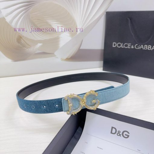3.0cm D&G Dolce&Gabbana waist belt, made of special denim fabric paired with top layer cowhi qx63kmkh - Image 2