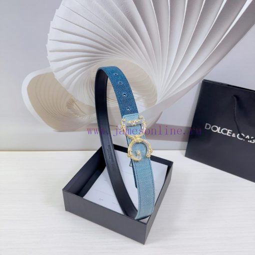 3.0cm D&G Dolce&Gabbana waist belt, made of special denim fabric paired with top layer cowhi qx63kmkh - Image 3