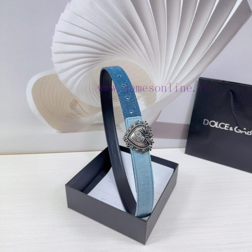 3.0cm D&G Dolce&Gabbana waist belt, made of special denim fabric paired with top layer cowhi 5cddrpi3 - Image 3