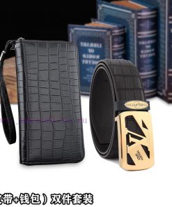 Belt and wallet two-piece setWooden box with accompanying picturesL @ V belt+wallet setBuckl ibfhwvvw