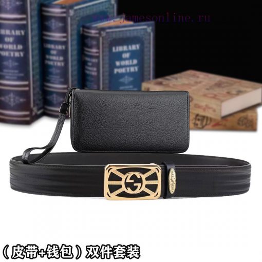 Belt and wallet two-piece setWooden box with accompanying picturesGUCC @ Belt+Wallet SetBuck s55vqyd3 - Image 7