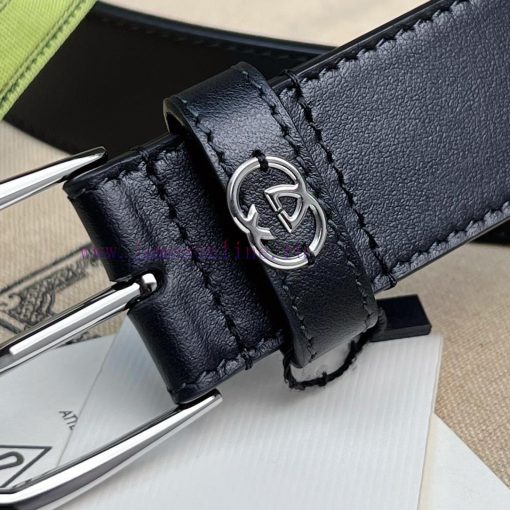 Decorative interlocking double G square buckle waist beltThis belt is made of brown smoot ws8pee37 - Image 5