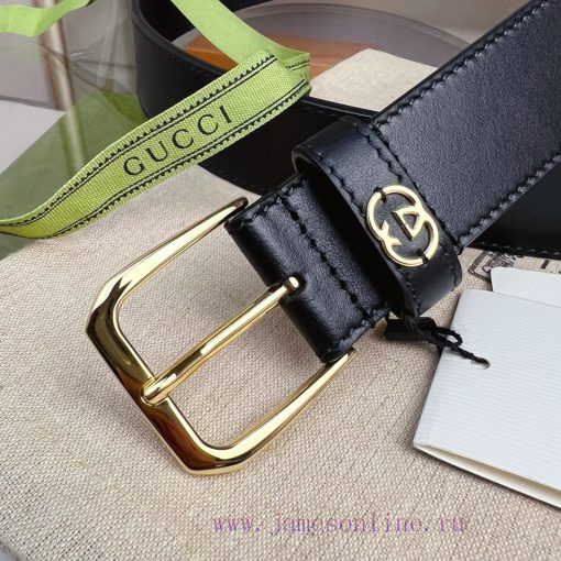 Decorative interlocking double G square buckle waist beltThis belt is made of brown smoot hr04cl0l - Image 4
