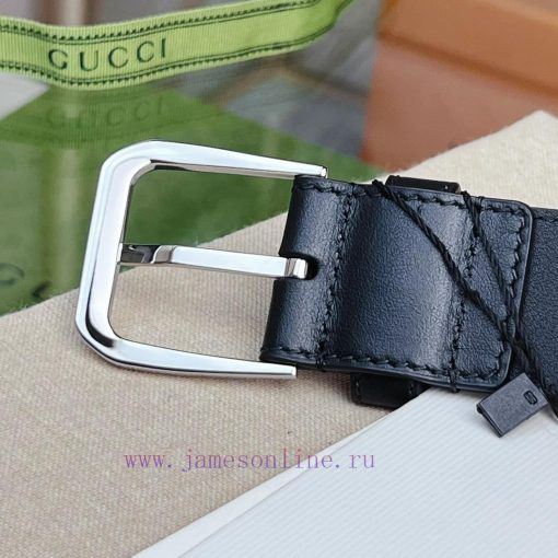 Decorative interlocking double G square buckle waist beltThis belt is made of brown smoot ws8pee37 - Image 6