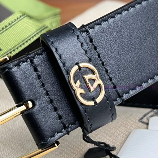 Decorative interlocking double G square buckle waist beltThis belt is made of brown smoot hr04cl0l - Image 5