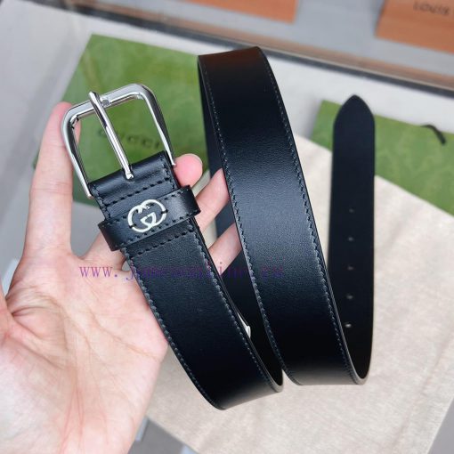 Decorative interlocking double G square buckle waist beltThis belt is made of brown smoot ws8pee37 - Image 7