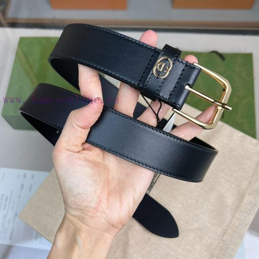 Decorative interlocking double G square buckle waist beltThis belt is made of brown smoot hr04cl0l - Image 9