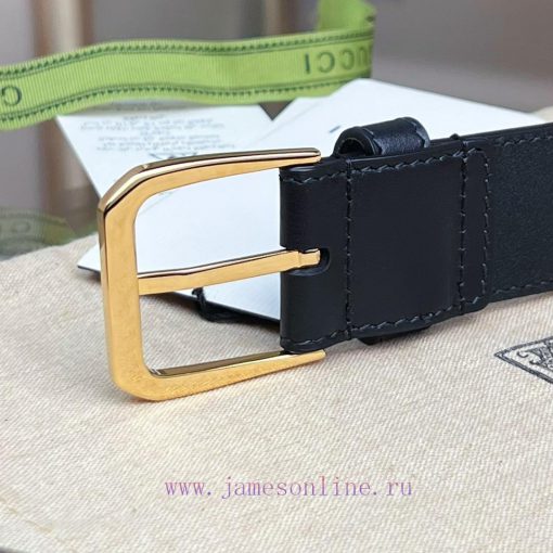 Decorative interlocking double G square buckle waist beltThis belt is made of brown smoot hr04cl0l - Image 15