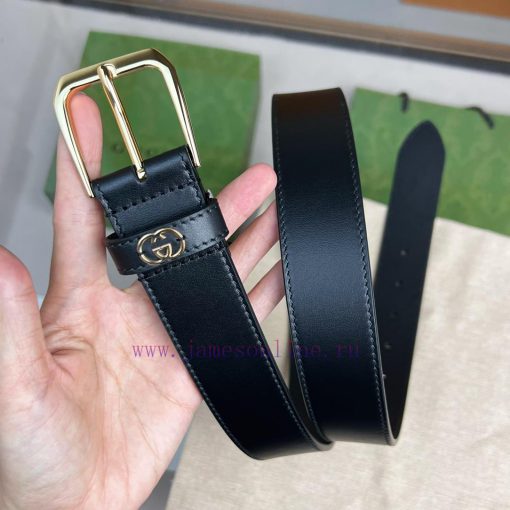 Decorative interlocking double G square buckle waist beltThis belt is made of brown smoot hr04cl0l - Image 16