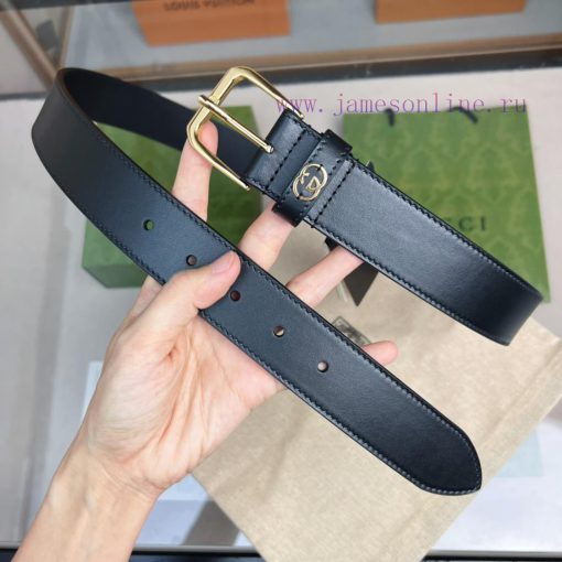 Decorative interlocking double G square buckle waist beltThis belt is made of brown smoot hr04cl0l - Image 17