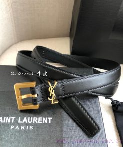 YSL plain top calf leather soft waistband 2.0cm square needle copper buckle non market alloy 9apr6va3