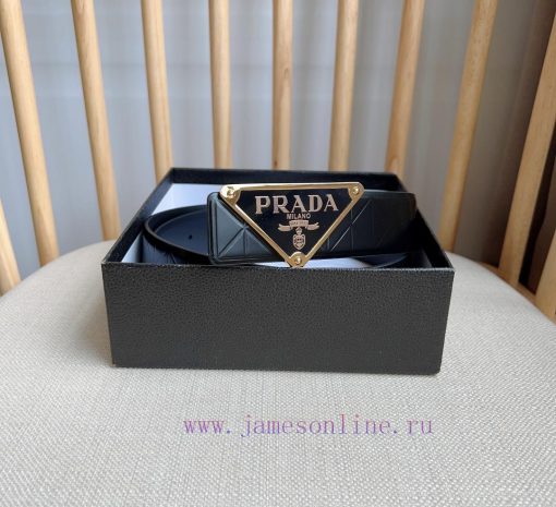 PRADA's belt is made of exquisite glossy embossed leather, presenting a simple and elegant s 760aof76 - Image 7