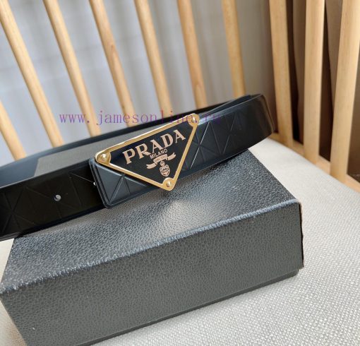 PRADA's belt is made of exquisite glossy embossed leather, presenting a simple and elegant s 760aof76 - Image 8